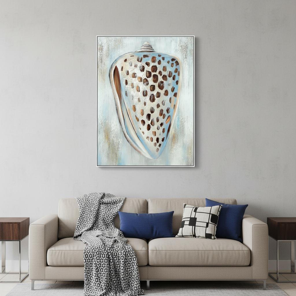 Textured Seashell Hand Painted Floater Frame Wall Art