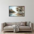 Autumn Birch Forest Landscape Textured Gold Floater Frame Wall Art