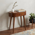 24 Chestnut Solid Wood Oval Console Table With Drawer