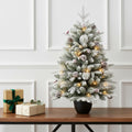 3 Full Flocked Pine Christmas Tree With Decorations