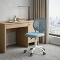 Pale Blue and White Adjustable Height Swivel Rolling Office Chair