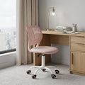 Pale Pink and White Adjustable Height Swivel Rolling Office Chair