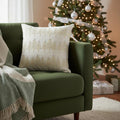 18 Ivory And Silver Cotton Christmas Trees Throw Pillow With Embroidery