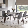 Set of Four Gray and Brown Fabric and Steel Dining Side Chairs