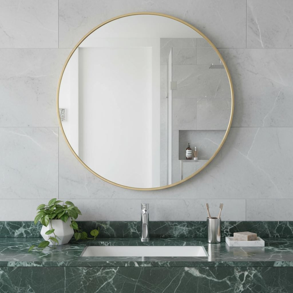 20 Gold Metal Round Framed Bathroom Vanity Mirror