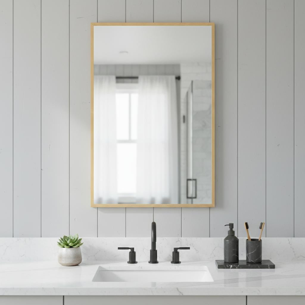 36 Gold Metal Framed Bathroom Vanity Mirror