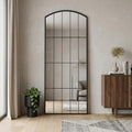 67 Black Metal Geometric Arch Wall Mounted Or Leaning Framed Full Length Mirror