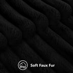 Decoruhome Faux Fur Throw Pillow Covers 20X20 Set Of 2, Decorative Soft Plush Striped Couch Pillow Covers With Velvet Back For Sofa, Bed, Living Room, Black