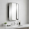 24 Black Metal Framed Bathroom Vanity Mirror With Cabinet