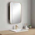 24 Gold Metal Framed Bathroom Vanity Mirror With Cabinet