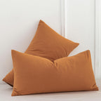 Moomee Bedding Pillowcases Pack Of 2 100% Washed Cotton Linen Like Textured Breathable Durable Soft Comfy (Burnt Orange, King)