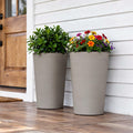 Set of Two Brown Heavy Duty Plastic Cylindrical Planter Pots