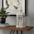 10 Clear And White Glass And Metal Distressed Tabletop Lantern Candle Holder