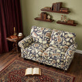 56 Sage Navy Blue And Brown Floral Loveseat