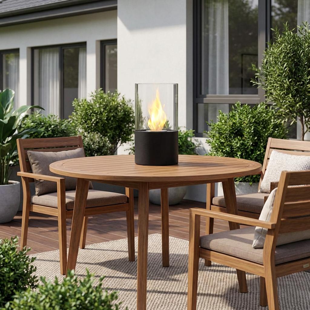 12 Black And Clear Metal And Glass BioEthanol Portable Tabletop Firepit