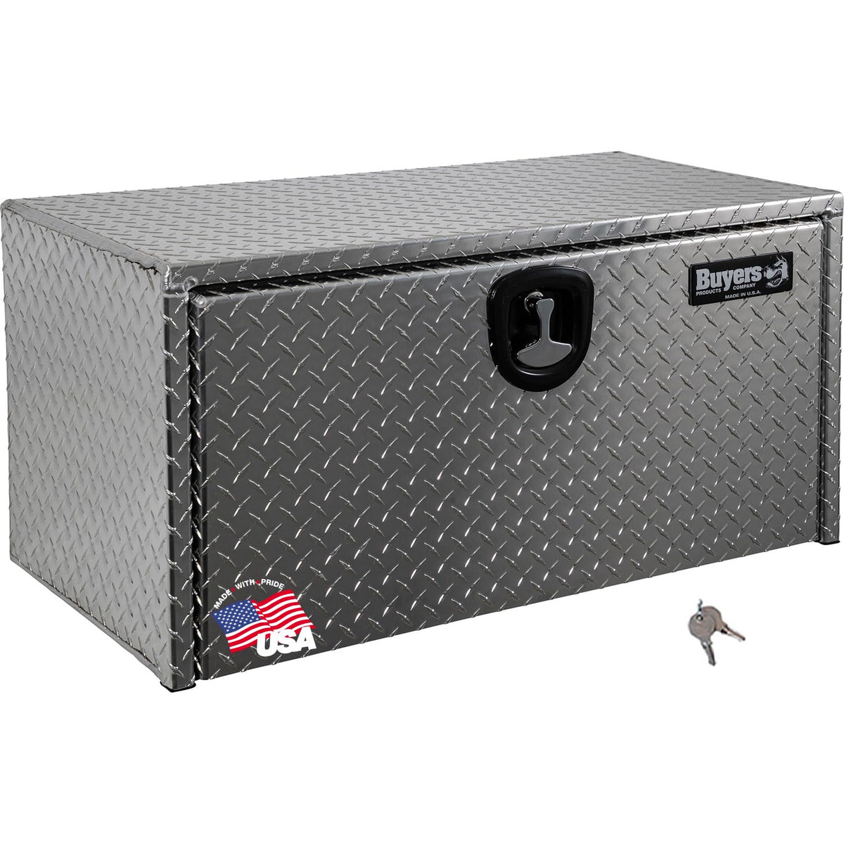 Buyers Products 1705102 Diamond Tread Aluminum Underbody Truck Tool Box W/Compression Latch, 18 X 18 X 14 Inch, Made In The Usa,