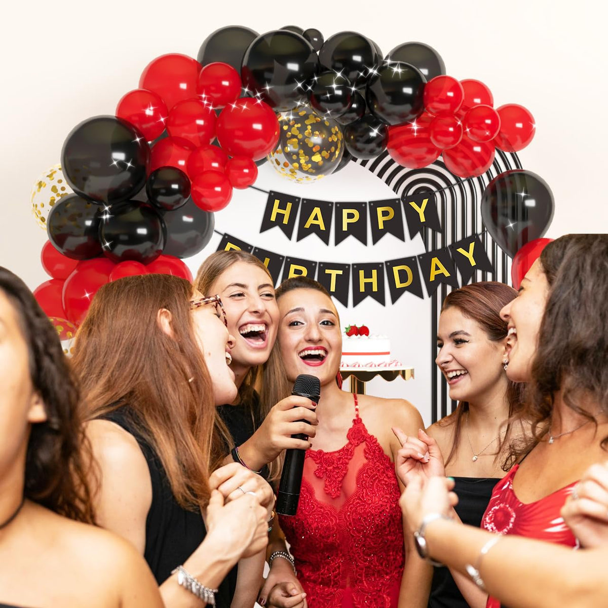 Happy Birthday Party Decoration Pack with Balloons, Banner, and Confetti
