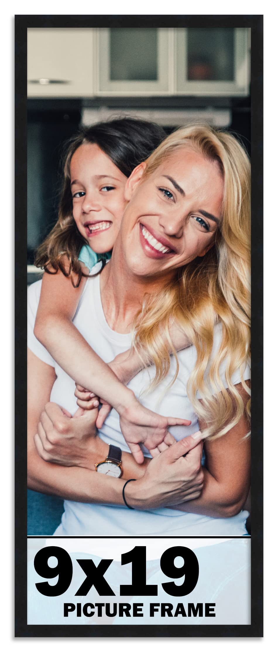 9x19 Frame Black Picture Frame - Complete Modern Photo Frame Includes UV Acrylic Shatter Guard Front, Acid Free Foam Backing Boa