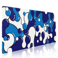 Aportt Navy Blue White Mouse Pad Anime Cool Geometric Japanese Extended Desk Mat 90X40 Cm Non-Slip Rubber Base Stitched Edge Lar