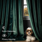 Lazzzy Blackout Velvet Curtains Green Thermal Insulated Curtains 90 Inch Long Drapes For Bedroom Living Room Darkening Window Treatments Grommet Living Room Curtains Set Of 2 Panels Emerald Green