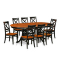 East West Furniture PLQU9-BCH-W 9 Piece Dining Table Set Includes an Oval Dinner Table with Butterfly Leaf and 8 Dining Room Chairs, 42x78 Inch, Black & Cherry