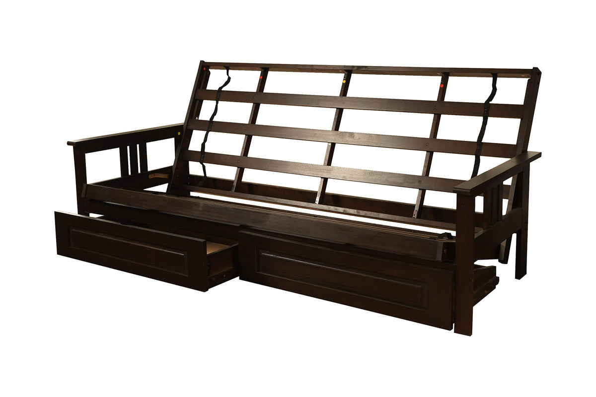 Kodiak Furniture Monterey Queen-Size Futon Frame, Storage Drawers, Espresso Finish