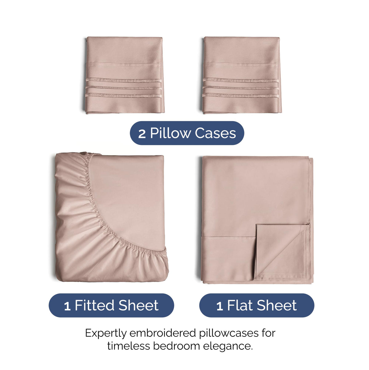 CGK Unlimited King Size 4 Piece Sheet Set - Soft, Breathable, Cooling, Dusty Pink - Deep Pockets & Wrinkle-Free Hotel Luxury Bed Sheets