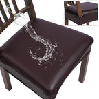 Searchi Waterproof Pu Dining Chair Seat Covers Set Of 4, Soft Removable Washable Seat Covers For Dining Chairs, Dining Room Seat Cover Slipcover Protector (Rear-Covered, Pu Brown)