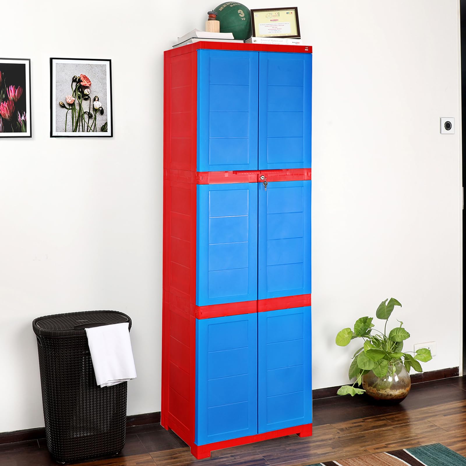 Cello Novelty Large Plastic Cabinet With Dustproof Doors| 3 Year Warranty | Almirah, Cupboard, Wardrobe For Home, Living Room, B