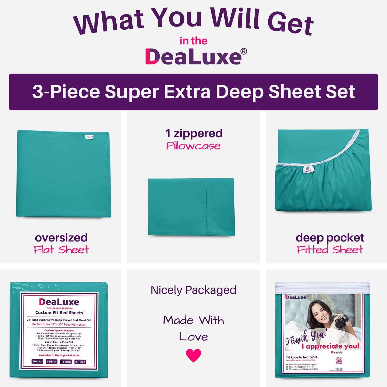 Dealuxe 21'' Sheet Set - Twin 3 Piece Set - Teal (Blue/Green)