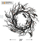 Fun Express Halloween 26'' Light Up Black Bat Plastic Wreath Decoration, Great For Halloween And Gothic Decor, Add Front Door, W
