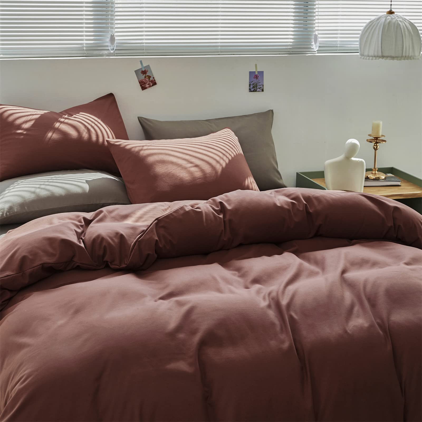Clothknow Brick Red King Size Comforter Set 3Pcs Brownish Bedding Comforter Sets Rust Red Comforter King Soft Blackish Comforter And 2 X Pillowcases