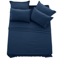 Lux Decor California King Sheet Set - 6 Pc Brushed Microfiber Bed Sheets 16 Inches Deep Pockets - Embroidered & Plain Pillowcase