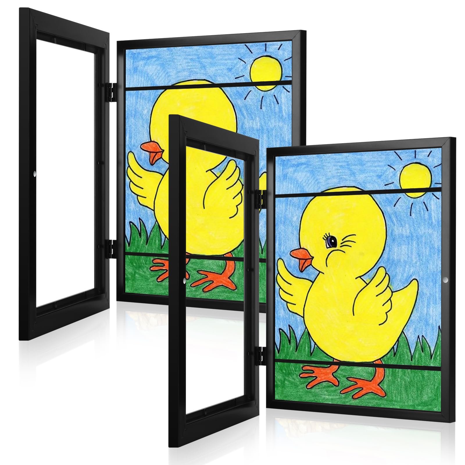 [2Pack] Kids Art Frames, 9x12 Front Opening Kids Artwork Frames Changeable, Black Artwork Display Storage Frame for Wall, Holds 