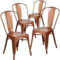 4 Pk. Copper Metal Indoor-Outdoor Stackable Chair