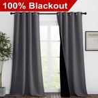 Nicetown 100% Blackout Blinds, Set Of 2, 46' X 102', Laundry Room Decor Window Treatment Curtains For Large Patio Sliding Door, Thermal Insulated Grey Curtains For Bedroom