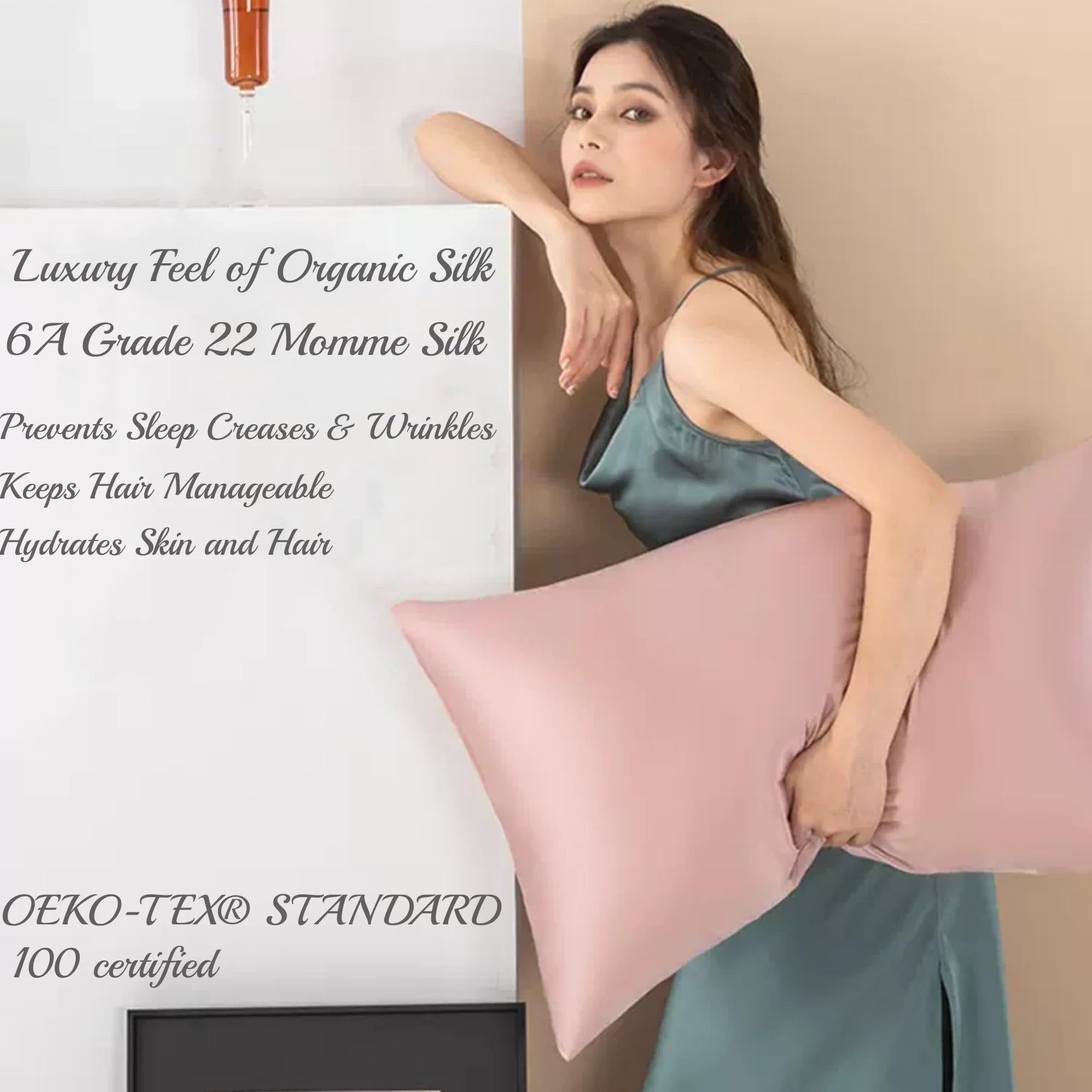 100% Mulberry Silk Pillow Cases King For Hair And Face, 22 Momme 100% Silk Pillowcases For Hair And Face, 6A Grade Natural Silk,