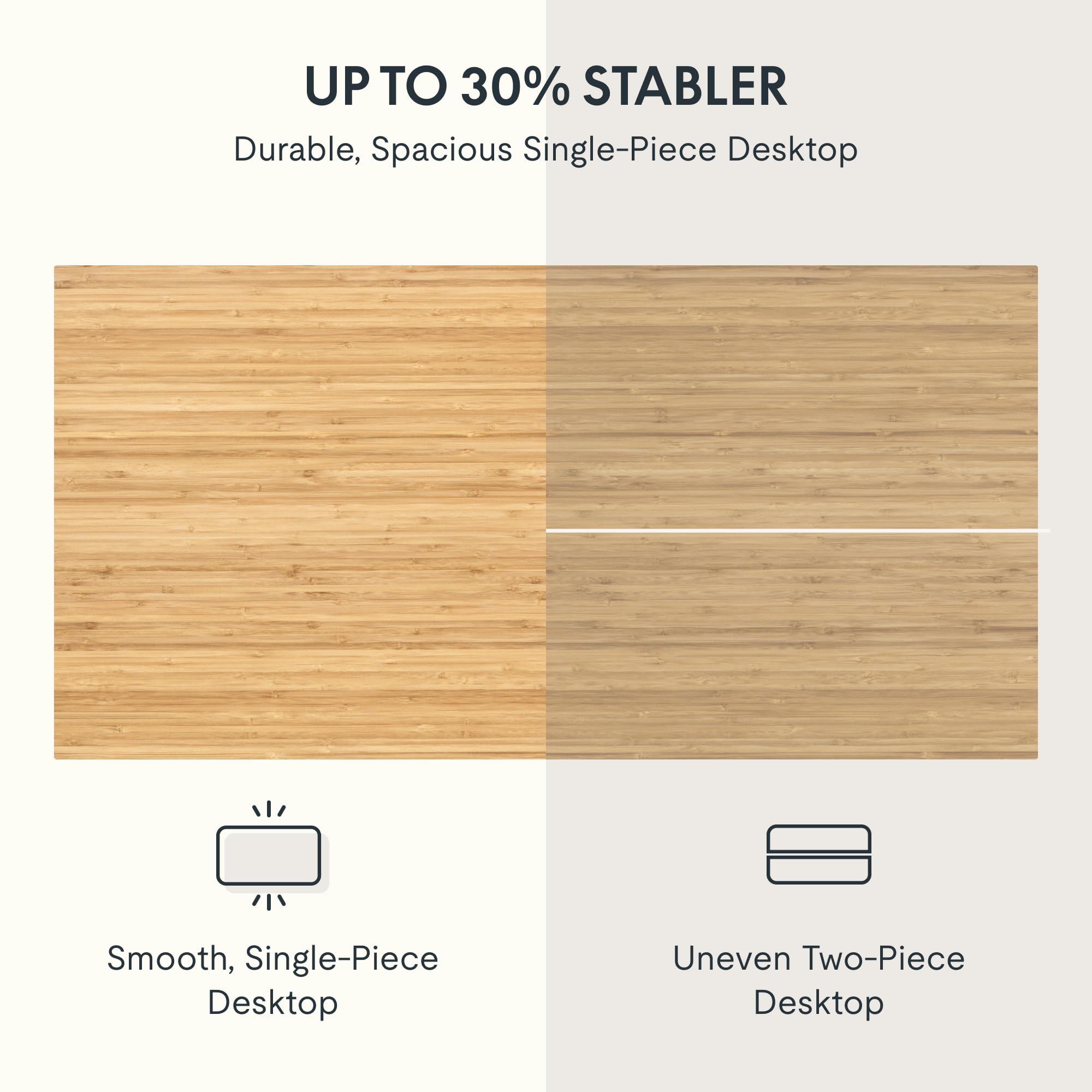 Flexispot Whole Piece Bamboo 55'X28' Desktop Height Adjustable Desk Rectangular Tabletop