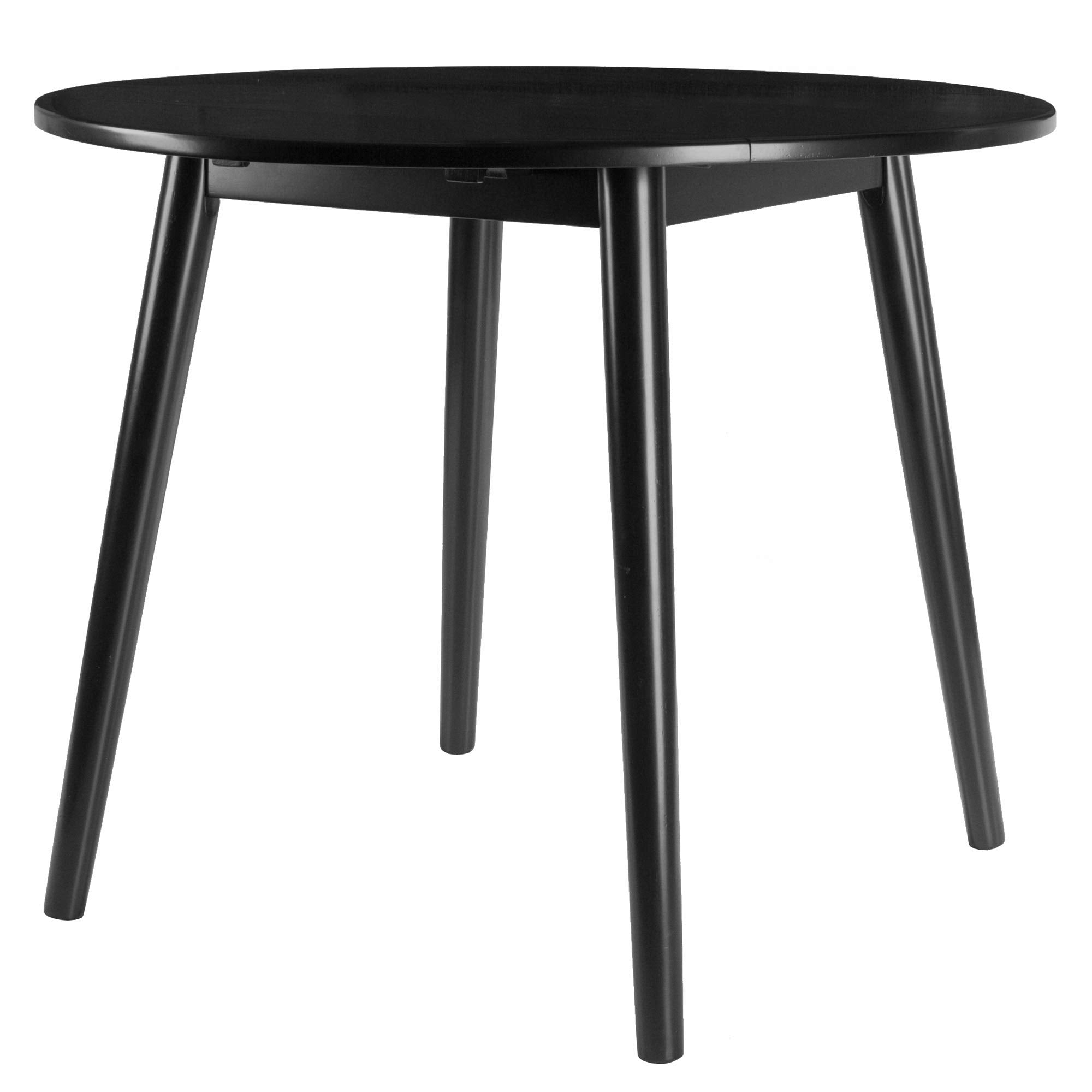 Winsome Moreno Round Double Drop Leaf Dining Table, for Dining Room, Apartment, 37, Black
