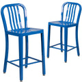 2 Pk. 24 High Blue Metal Indoor-Outdoor Counter Height Stool
