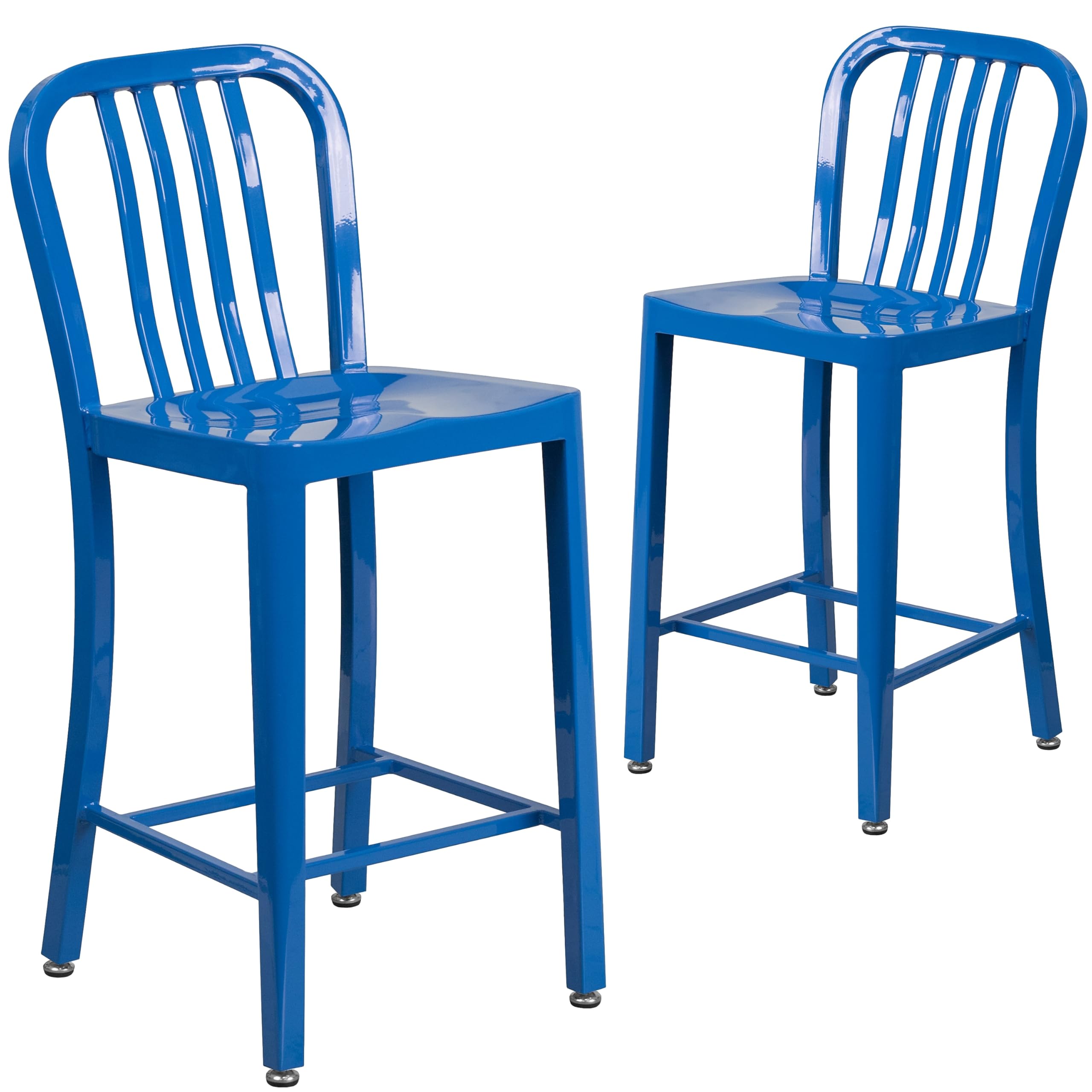 2 Pk. 24 High Blue Metal Indoor-Outdoor Counter Height Stool