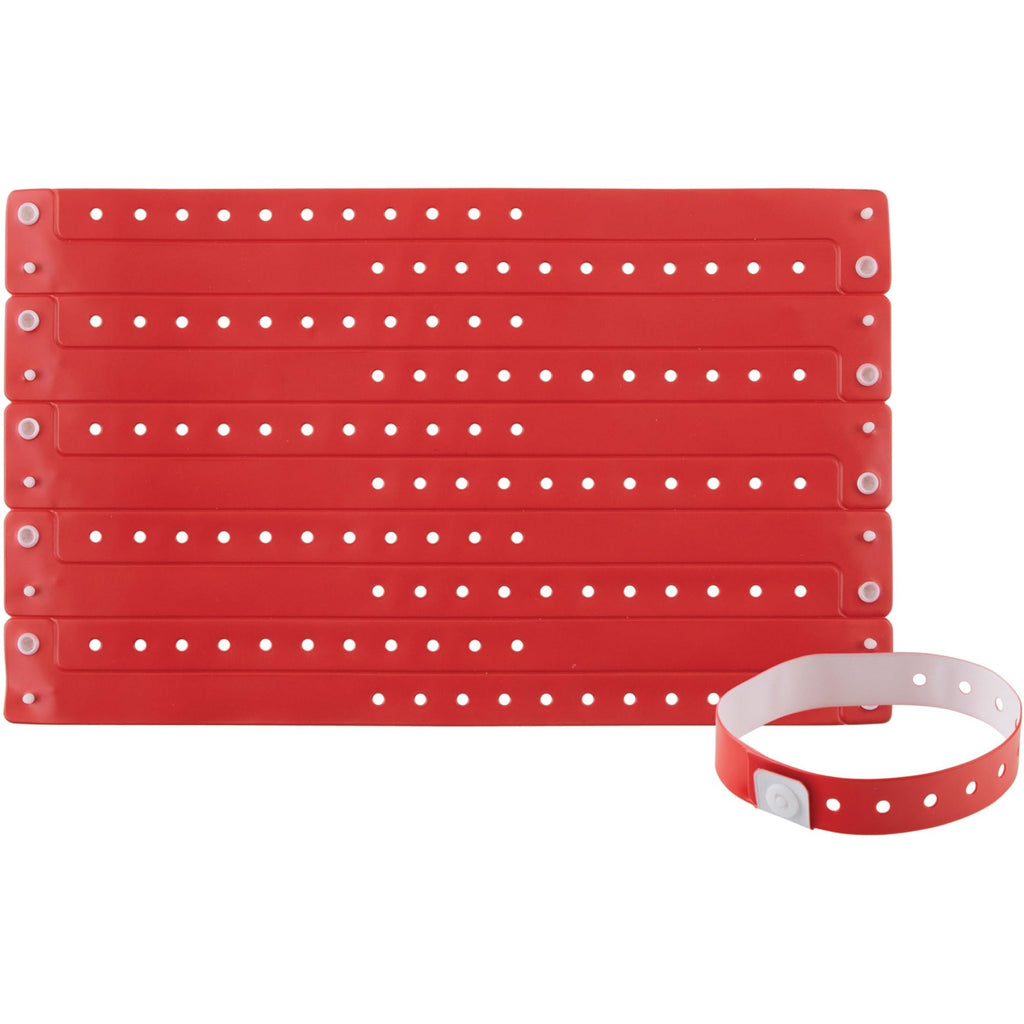 Vinyl Wristband, Red, 100/Pk
