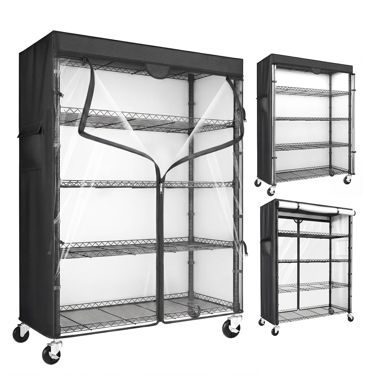 ZYSUOR Wire Shelving Unit with 600D Oxford Cover & Wheels, 36x18x72
