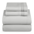 Hearth & Harbor Rv Short Queen Size Sheets - 4 Piece Bed Sheet Set, Hotel Luxury Double Brushed Bed Sheets - Extra Soft Bedding Sheets & Pillowcases, Short Queen, Silver Grey
