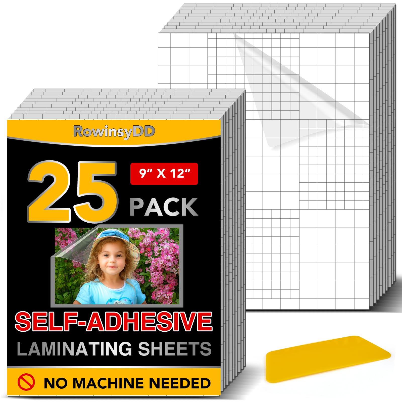 25 Pack Self Adhesive Laminating Sheets, 9 X 12 Inch, Clear Sticker Laminate Sheets Waterproof For Documents, Photos, No Machine