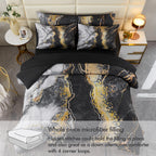 Perfemet 6 Pcs Bed In A Bag Black Watercolor Marble Printed Comforter Set For Queen Bed Burning Mountain Pattern Bedding Set Wit