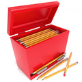 Pencil Dispenser Holder Red Stainless Steel Dispenser For Pencils With 6 Beautiful Stickers For Decoration Metal Pencil Dispense