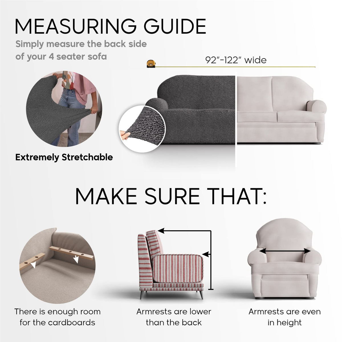 Paulato By Ga.I.Co. Sofa Slipcover - Stretch Couch Cover - Stylish Cushion Sofa Cover - Soft Polyester Fabric Slip Cover - 1-Pie