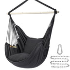 Y- Stop Hammock Chair Hanging Rope Swing Chair, Max 500 Lbs, 2 Seat Cushions Included, Removable Steel Spreader Bar With Anti-Sl