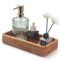 Rattan Bathroom Vanity Trays Toilet Tank Baskets Long Narrow Hand Towel Storage Basket for Storage, Decorative (Natural 10.2 x 4